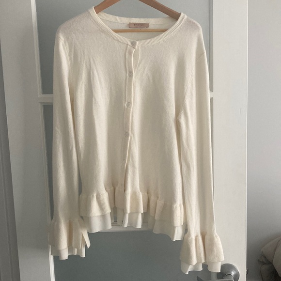 TWIN-SET cream sweater with ruffle trim - Picture 5 of 13